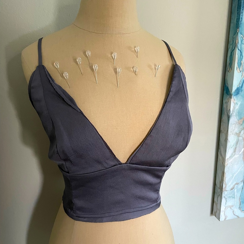 Free People Silver/Gray satin-like brami